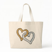 TWO INTERTWINED HEARTS CANVAS BAGS