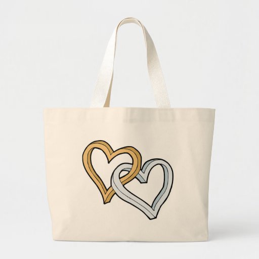 TWO INTERTWINED HEARTS CANVAS BAGS