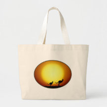 Two Kangaroos Silhouetted in an Oval Design Bag