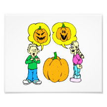 two kids arguing jack o lantern photographic print