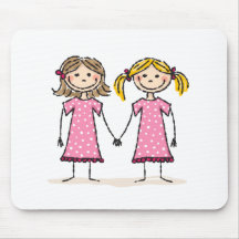 Two little girls holding hands mouse pads