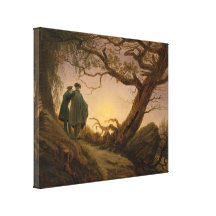 Two Men Contemplating the Moon - Friedrich Stretched Canvas Print