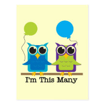 Two Owls I'm This Many Birthday Tshirts Postcards