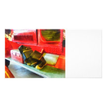 Two Pairs of Boots on Fire Truck Personalized Photo Card