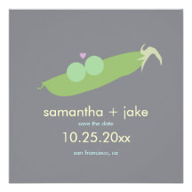 Two Peas in a Pod Save the Date: Grey Personalised Announcements