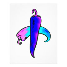 Two peppers blue purple personalised invitation