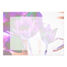 two purple water lilies invert solarized custom invitation