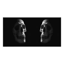 Two real smiling skulls photo card template