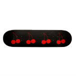 Two Red Cherries on Black. Skateboard Deck