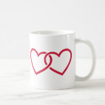 Two red hearts coffee mugs