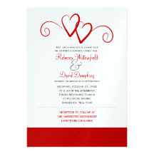 Two Red Hearts Wedding Invitation