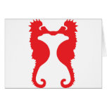 two red sea horses icon card
