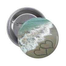 Two Sand Hearts on the Beach Pinback Button