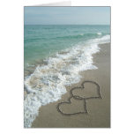 Two Sand Hearts on the Beach, Romantic Ocean Cards