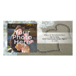 Two Sand Hearts on the Beach, Romantic Ocean Custom Photo Card