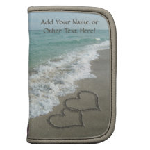 Two Sand Hearts on the Beach, Romantic Ocean Organizer