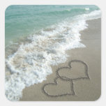 Two Sand Hearts on the Beach Stickers