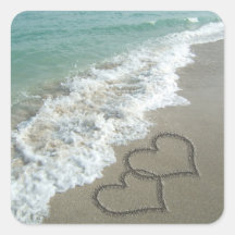 Two Sand Hearts on the Beach Stickers