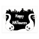 Two side ghosts Halloween postcard