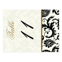 Two Sided Ivory, Gold, and Black Table Number Post Card