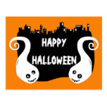 Two smiling ghosts Halloween postcard postcards