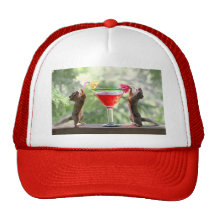 Two Squirrels Drinking a Cocktail Hat