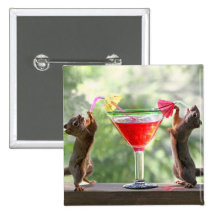 Two Squirrels Drinking a Cocktail Pin