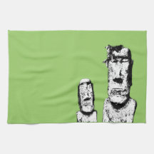 Two Stone Heads (the Eds) kitchen tea towel