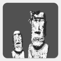 Two Stone Heads (the Eds) square sticker