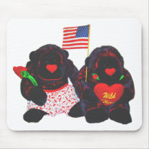Two Stuffed Gorillas American Flag Mouse Pad
