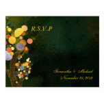 Two Trees in Dark Green Wedding RSVP (4.25x5.6) Post Cards