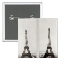Two views of the construction of the Eiffel Pinback Buttons