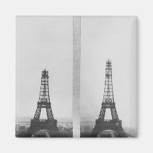 Two views of the construction of the Eiffel Fridge Magnet