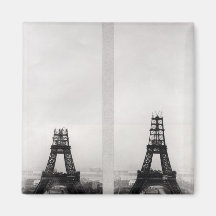 Two views of the construction of the Eiffel Refrigerator Magnets