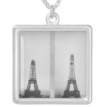 Two views of the construction of the Eiffel Custom Necklace