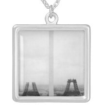 Two views of the construction of the Eiffel Custom Necklace