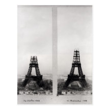 Two views of the construction of the Eiffel Post Cards