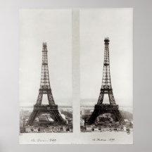 Two views of the construction of the Eiffel Posters