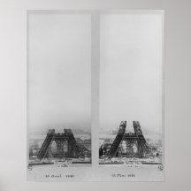 Two views of the construction of the Eiffel Posters