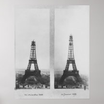 Two views of the construction of the Eiffel Posters
