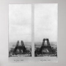 Two views of the construction of the Eiffel Print