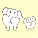Two White Elephants on Cream. Cartoon. Acrylic Cut Out