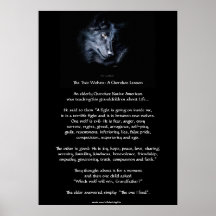 TWO WOLVES CHEROKEE TALE Art Poster