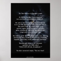 TWO WOLVES CHEROKEE TALE Art Poster