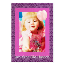 Two Year Old  Girls Birthday Photo Cards Business Card Template