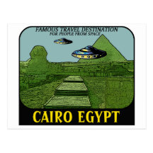 UFO'S OVER CAIRO EGYPT TRAVEL DESIGN POSTCARDS
