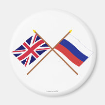 UK and Russia Crossed Flags Fridge Magnet