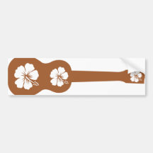 ukulele and hibiscus aloha flower bumper sticker