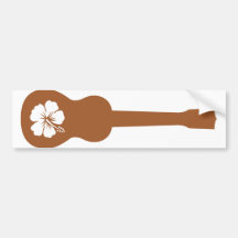 Ukulele and white hibiscus bumper sticker