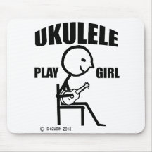 Ukulele Play Girl Mouse Pads